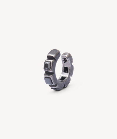 Ear cuff argenté et zircons noirs Dibba S VS - YParis