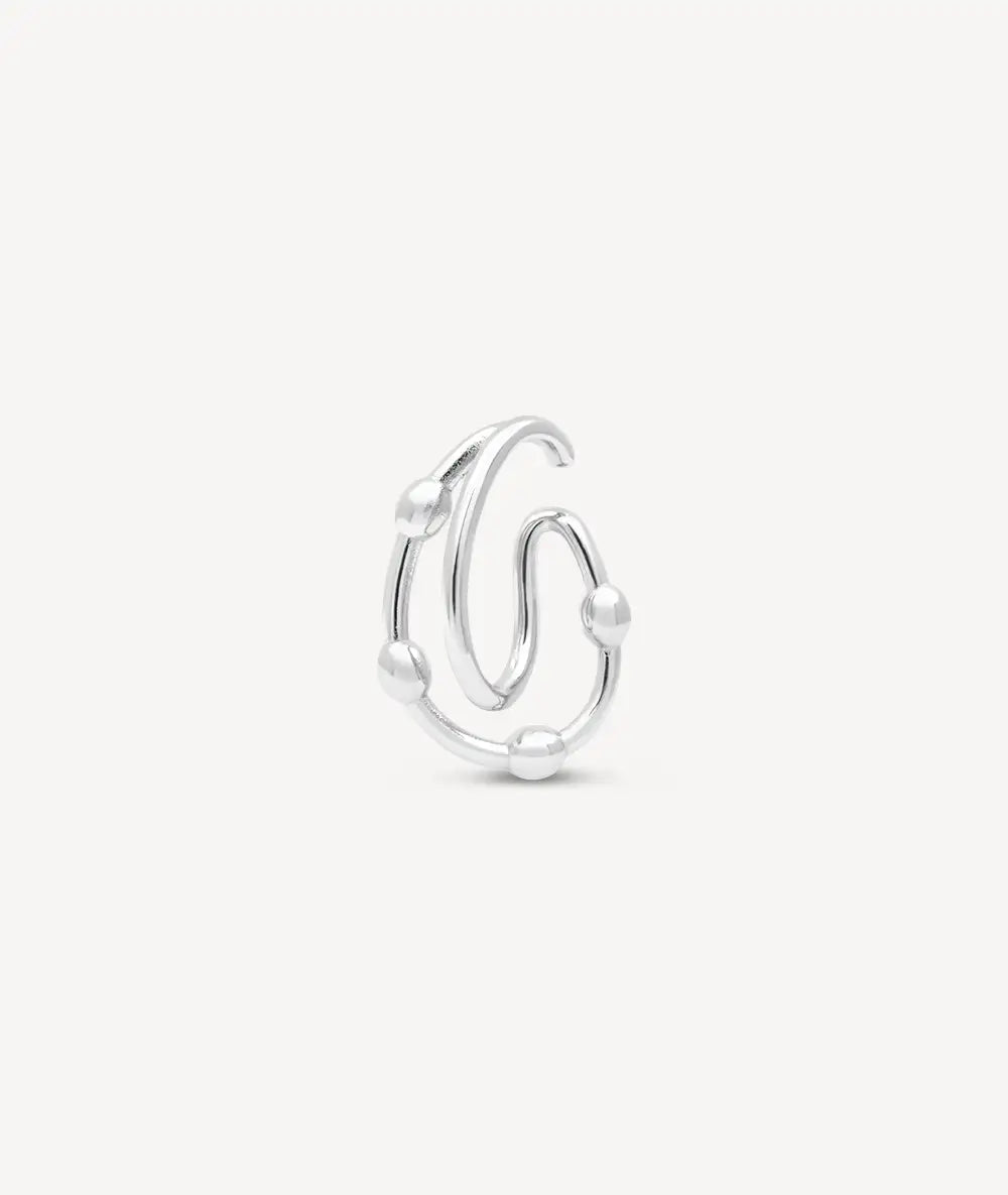 Silver rounded ear cuff with SUGAR S balls
