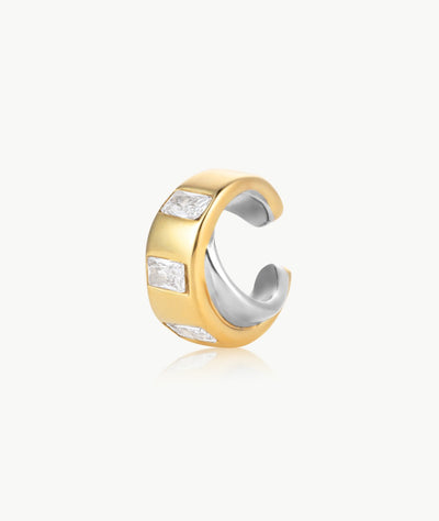 Ear cuff bicolore avec zirconium blanc Draco BI - YParis