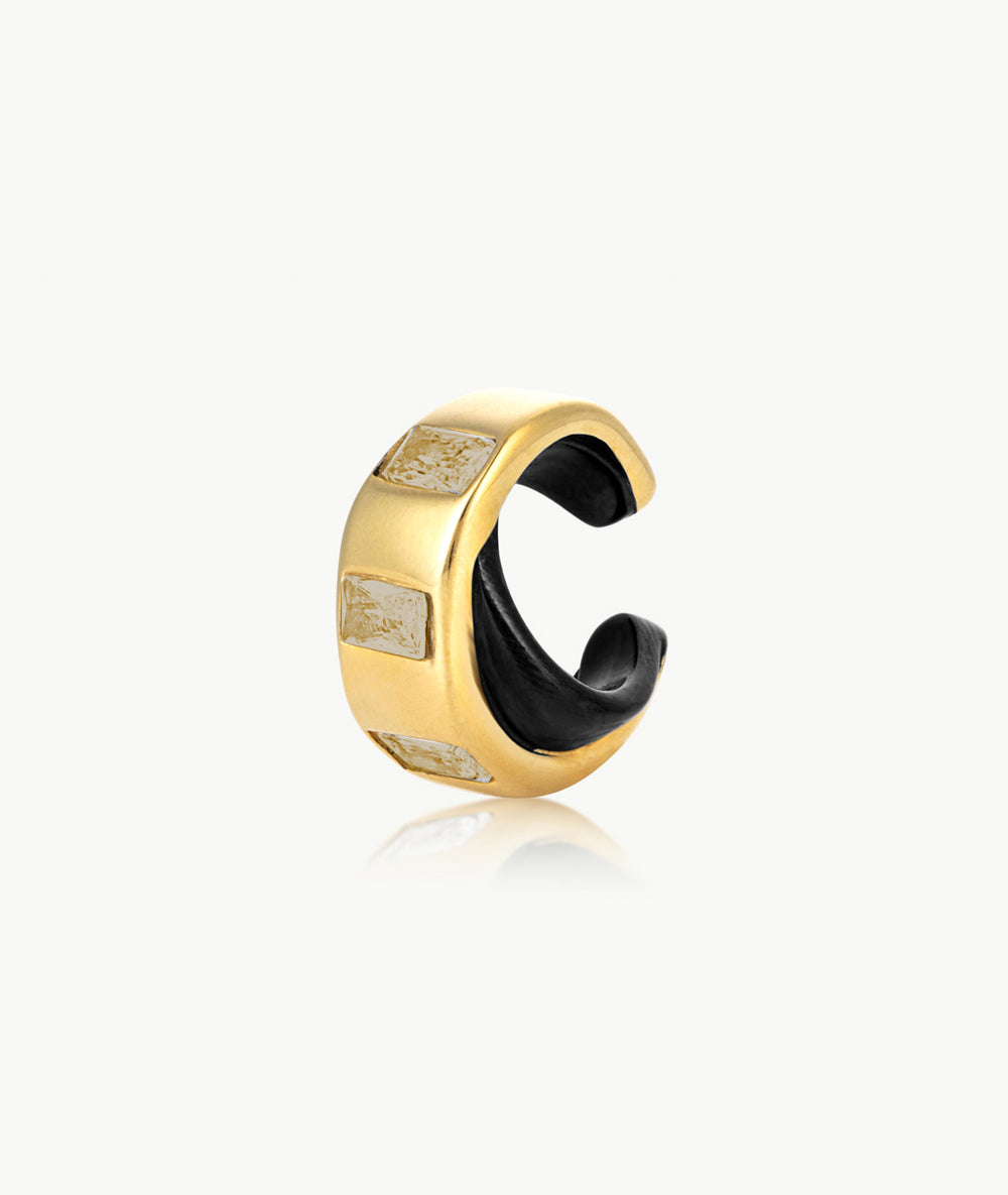 Two-tone ear cuff with brown zirconia Draco GB