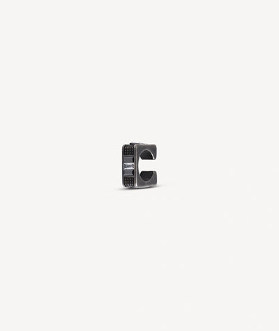 Ear cuff carré argenté et oxydes de zirconium noirs et blancs effet vintage SHINSEI VS - YParis