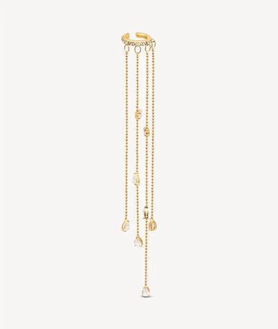 Ear cuff chaînes pendantes doré et zirconiums Colby G - YParis