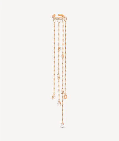 Ear cuff chaînes pendantes or rose et zirconiums Colby RG - YParis
