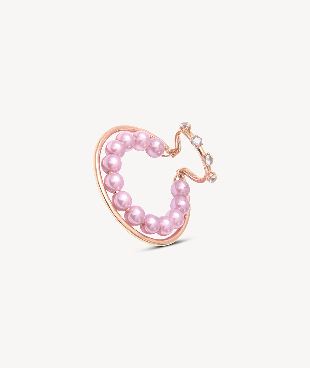 Ear cuff créole triple or rose et perles d'eau douce Misty RG