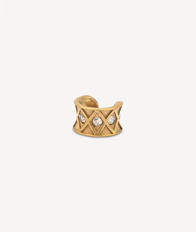 Gold ear cuff with champagne zirconia for a vintage effect KURO VG - YParis