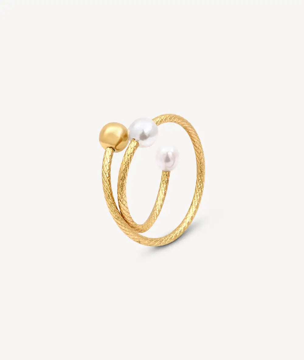 Ear cuff doré spirale perles d'eau douce FUSION G