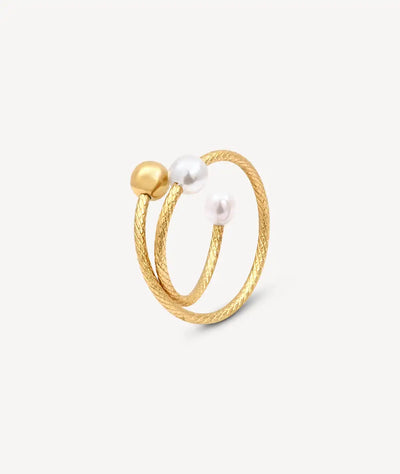 Ear cuff doré spirale perles d'eau douce FUSION G - YParis