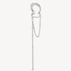 Ear cuff double argenté avec chaîne pendante et zirconiums blancs LUNAR S