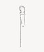 Ear cuff double argenté avec chaîne pendante et zirconiums blancs LUNAR S