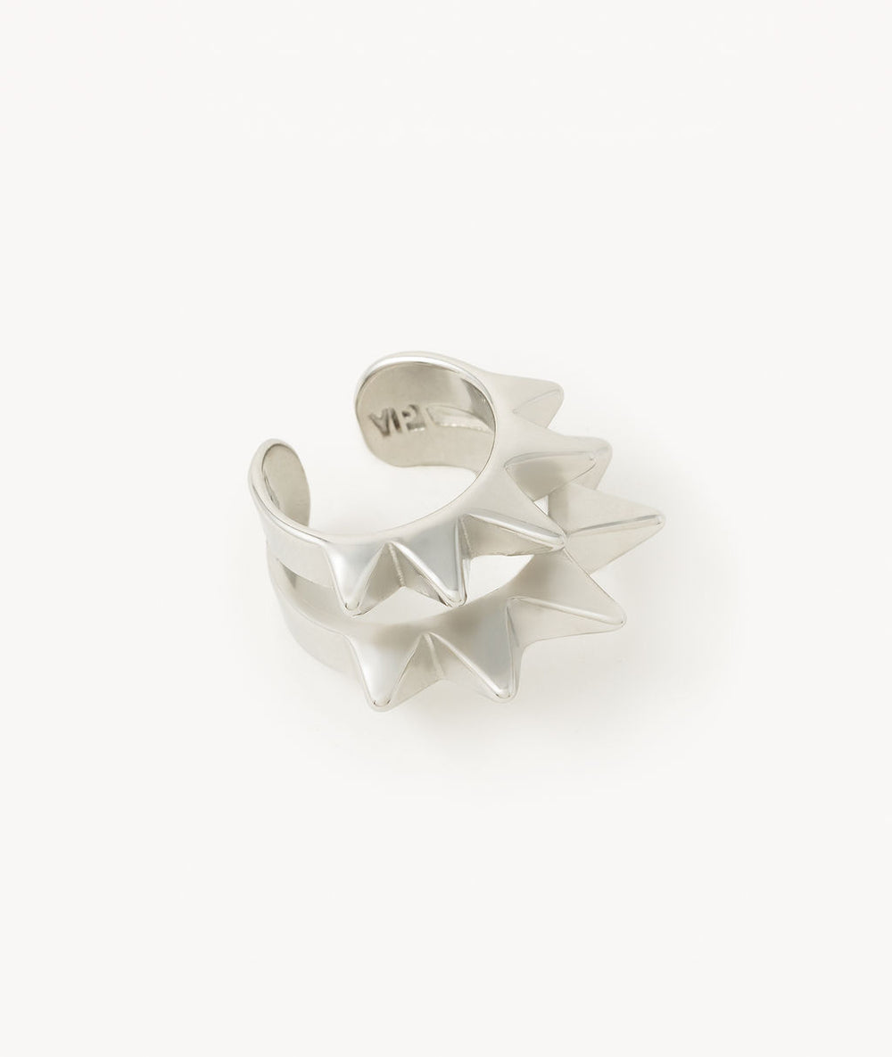Ear cuff double piques argenté Pike double S