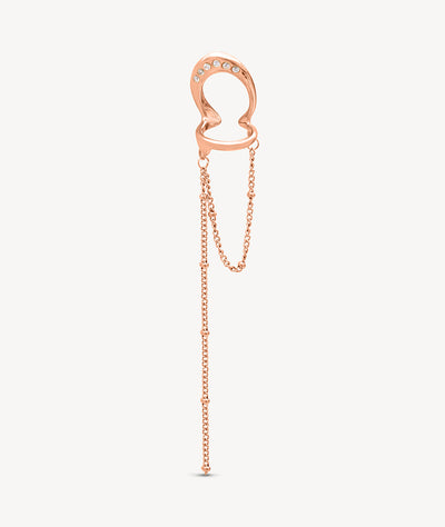 Ear cuff double rose gold avec chaîne pendante et zirconiums blancs LUNAR RG - YParis