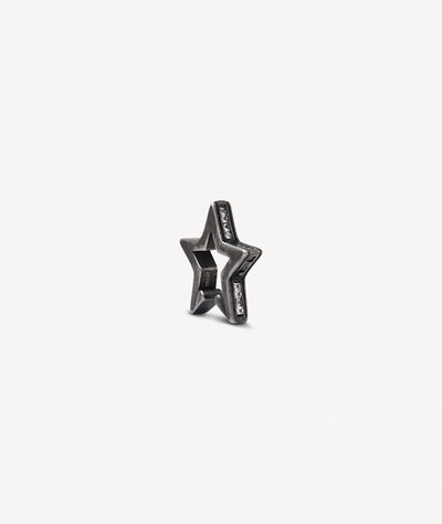 Ear cuff étoile argenté et zirconiums noirs et blancs effet vintage ROKU VS - YParis