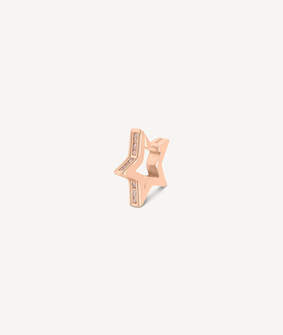 Ear cuff étoile or rose et zirconiums champagne et blancs ROKU POP RG 4,5mm - YParis
