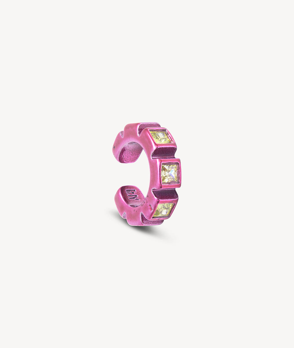 Ear cuff fuschia et zircons verts Dibba L P