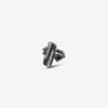 KIBA VS Geometric Silver Ear Cuff with Black and White Zirconia Vintage Effect