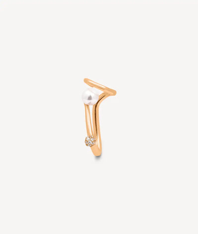 Ear cuff or rose avec amas de zircons et perle d'eau douce YUNA RG - YParis