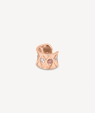 Ear cuff or rose et zircons champagne et blancs KURO L POP RG - YParis