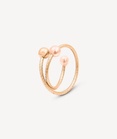 Ear cuff or rose spirale perles d'eau douce FUSION RG - YParis