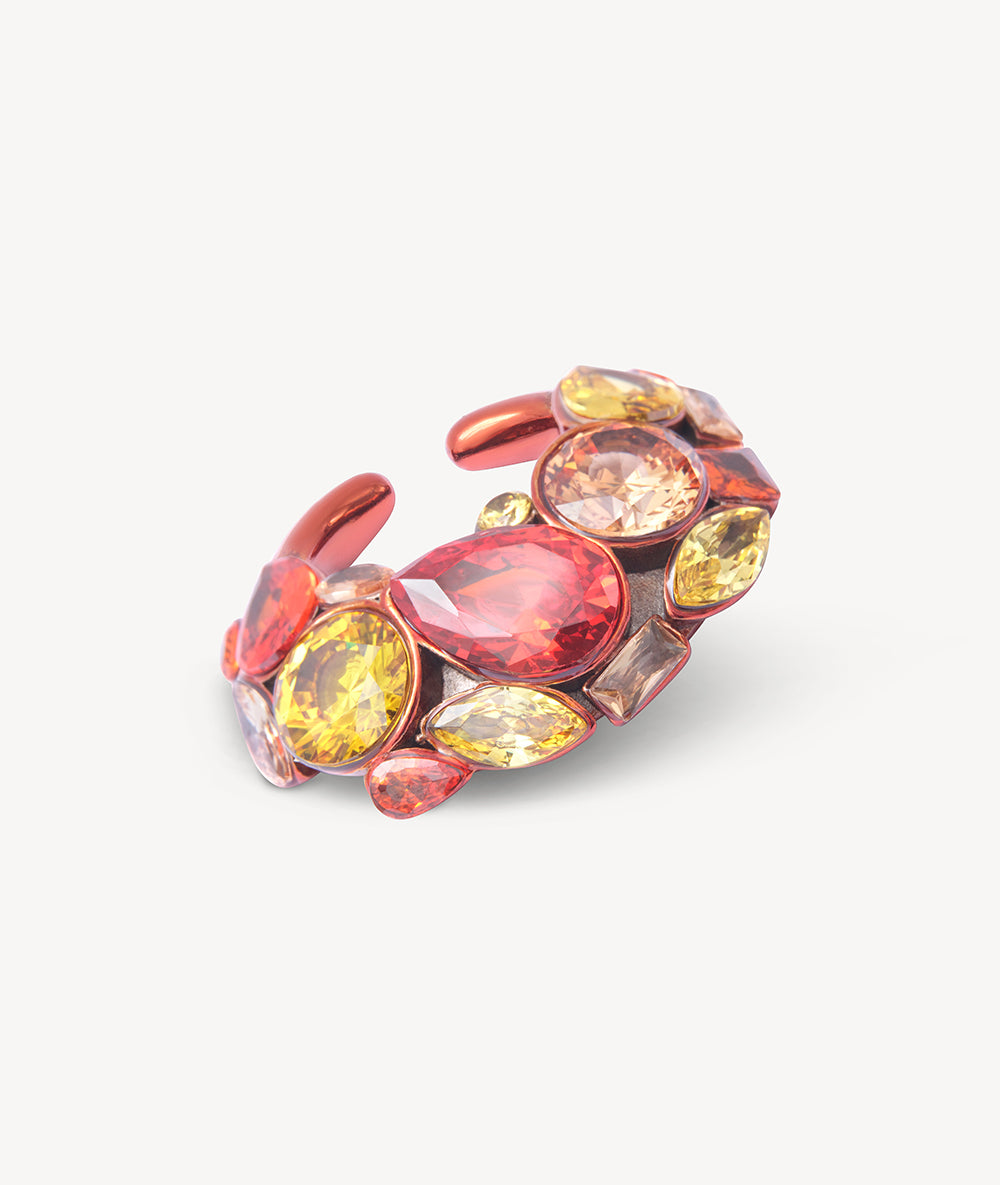 Ear cuff orange zircons jaunes et marrons Dahlia O