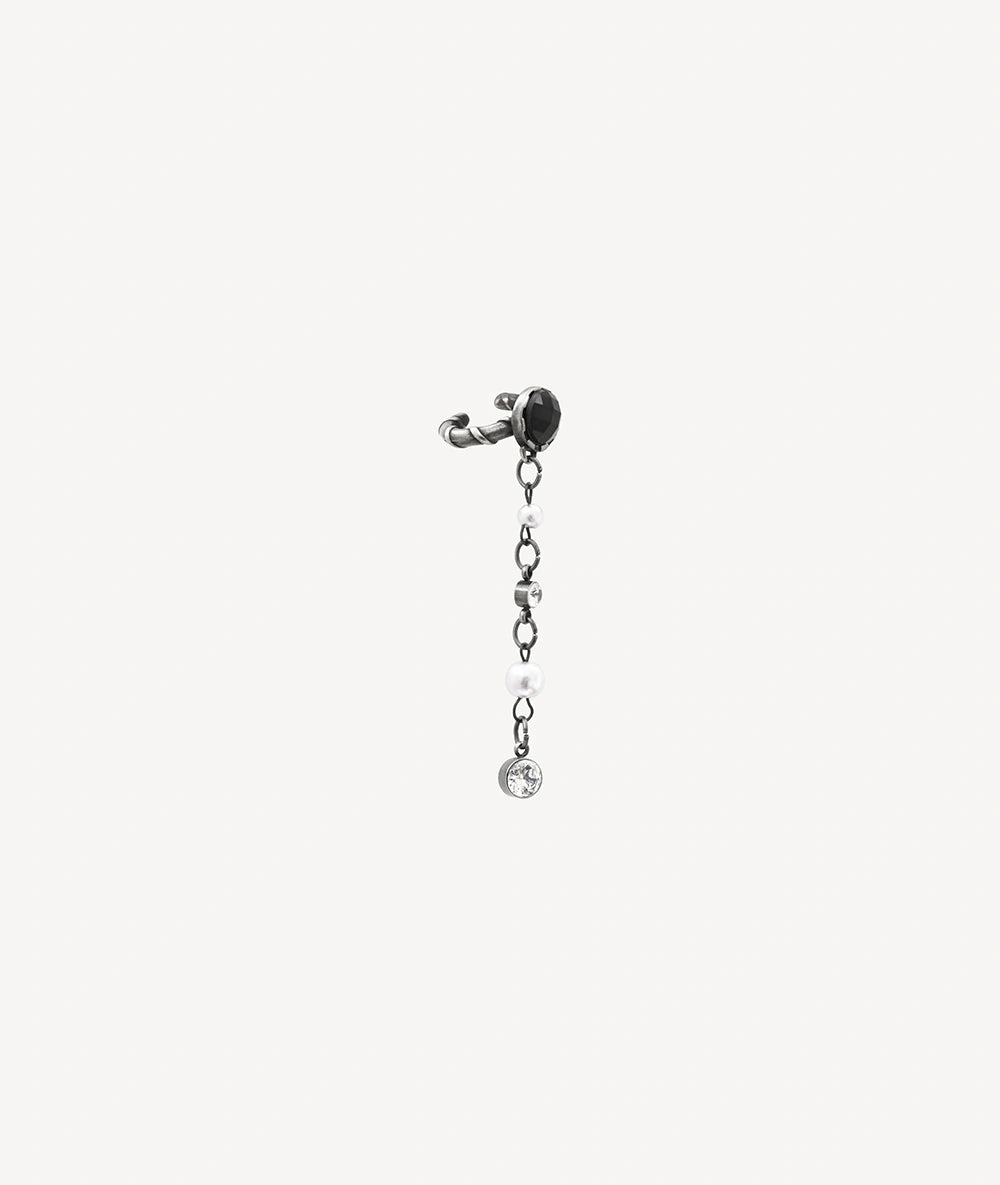 DENRAI VS silver and black zirconia ear cuff pendant