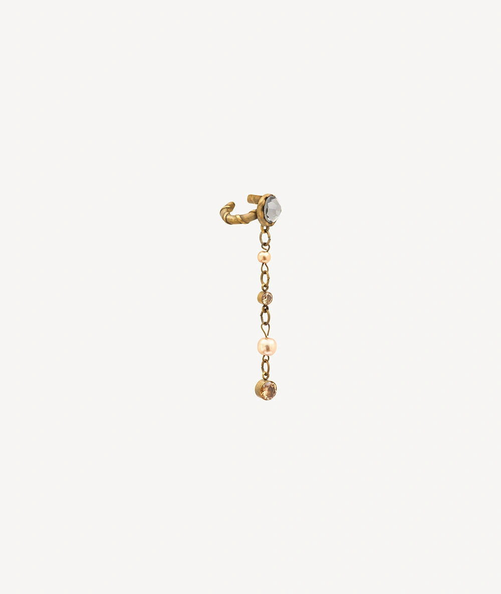 Gold-plated ear cuff pendant with champagne-effect zirconia, DENRAI VG