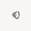 Ear cuff rond argenté avec nacre grise motif fleur effet vintage POPPY VS
