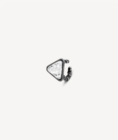 Round silver ear cuff with vintage-effect zirconia ARASHI VS - YParis
