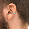 Ear cuff rond argenté et zircons bleus Abi S S