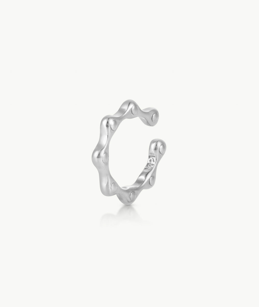 Fixie S silver round ear cuff