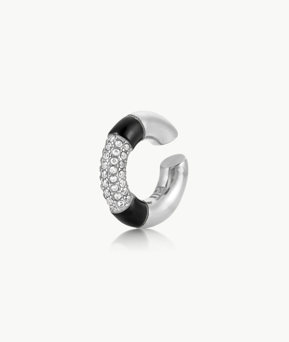 Two-tone round ear cuff with zirconiums Lana BS