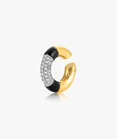 Two-tone round ear cuff with zirconiums, Lana GB - YParis