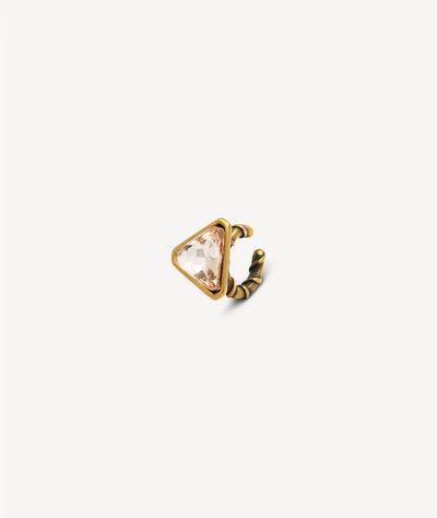 Round gold ear cuff with champagne zirconia vintage effect ARASHI VG - YParis
