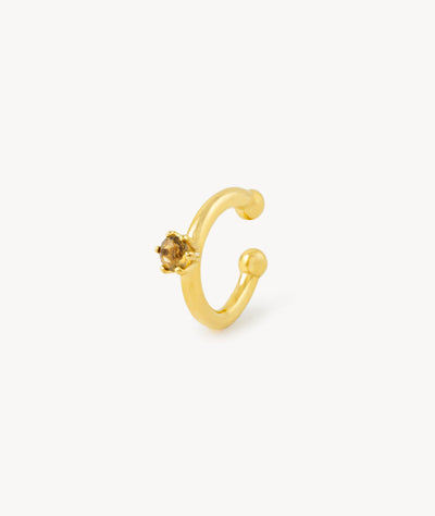 Ear cuff rond doré avec zirconium marron Bully Star GB - YParis