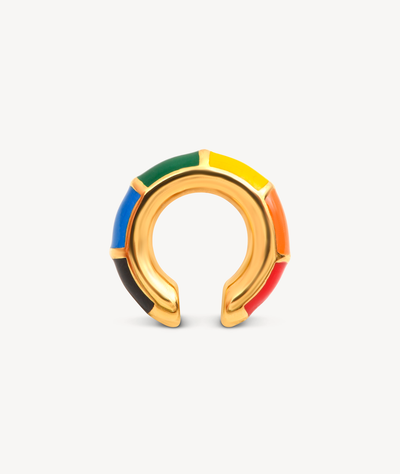 Ear cuff rond doré émail multicolore Ivy rainbow - YParis