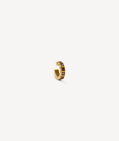 Round gold ear cuff with champagne-effect zirconia, vintage style, ONI VG - YParis