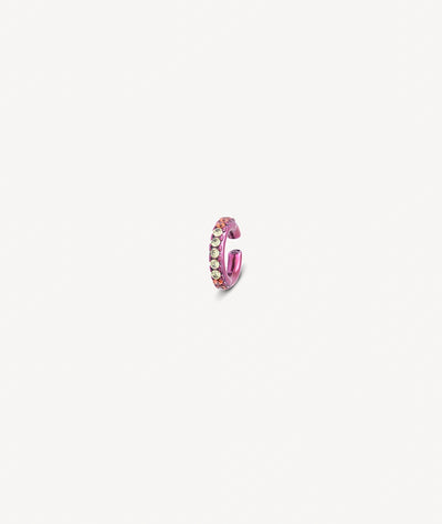 Ear cuff rond fuschia et zircons verts et oranges Abi L P B - YParis