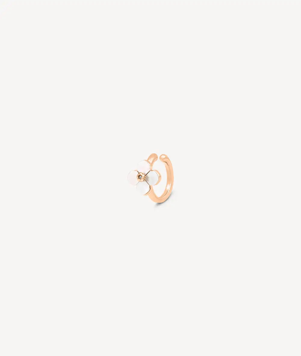 Rose gold round ear cuff with freshwater pearls in a POPPY flower pattern