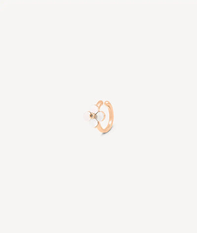 Ear cuff rond or rose avec perles d'eau douce motif fleur POPPY RG - YParis