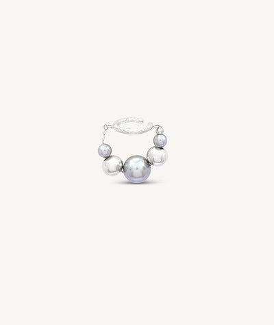 Ear cuff rond pendant argenté avec perles KOTA S - YParis