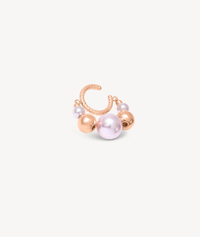 Ear cuff rond pendant or rose avec perles KOTA RG - YParis
