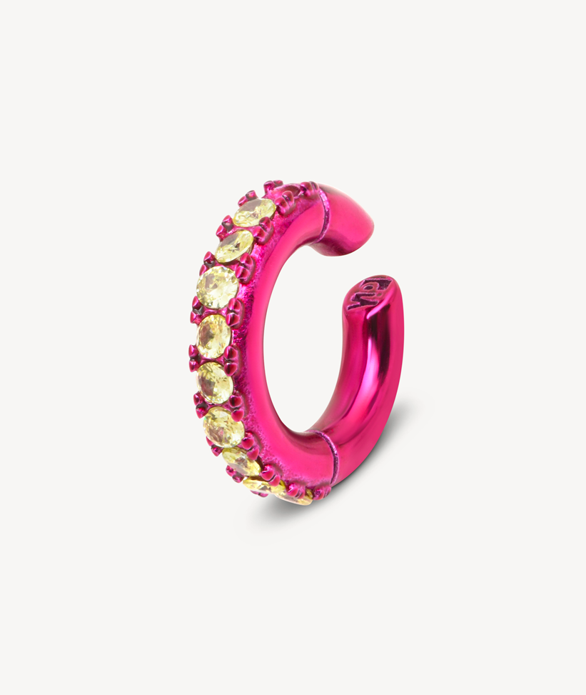 Ear cuff rond rose et zircons Abi L P A