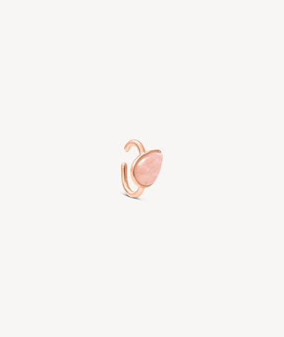 Ear cuff rond rose gold avec pierre naturelle quartz rose ASTA RG - YParis
