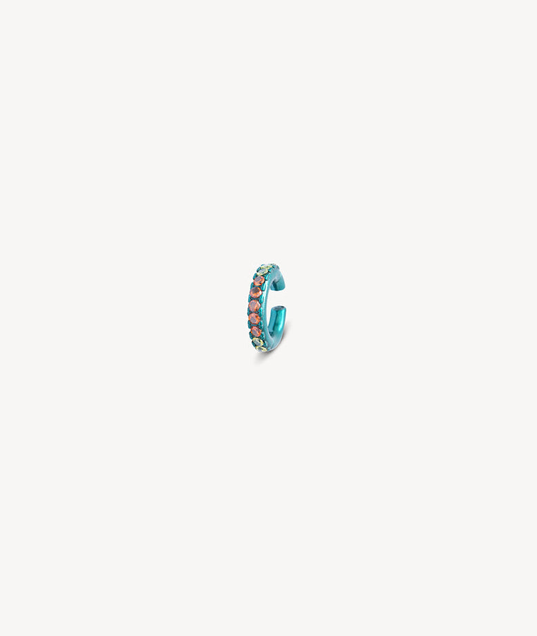 Ear cuff rond turquoise et zircons bleus et oranges Abi L T