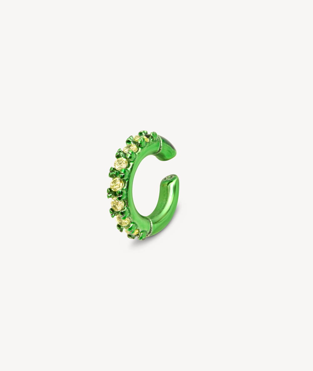Ear cuff rond vert et zircons jaune Abi S SG