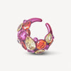 Ear cuff rose fuschia zircons oranges et verts Dahlia P
