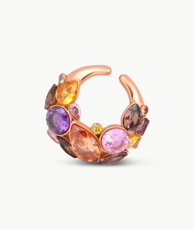 Ear cuff rose gold avec zircons multicolores DAHLIA RG - YParis