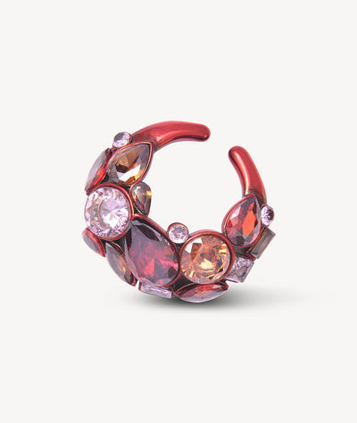 Ear cuff rouge zircons roses et marrons Dahlia R - YParis