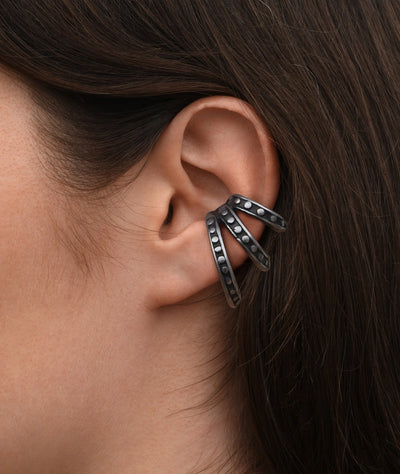Ear cuff triple argenté et rivets effet vintage DARK RIDLEY VS - YParis