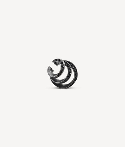 Ear cuff triple argenté et zirconiums noirs effet vintage Ridley Star VS A - YParis