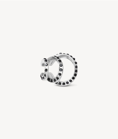 Ear cuff triple argenté et zirconiums noirs Ridley Star S B - YParis
